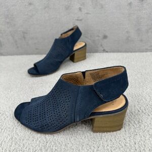 Sonoma Lisbeth Womens 9M Navy‎ Blue Suede Leather Peep Toe Slingback Booties